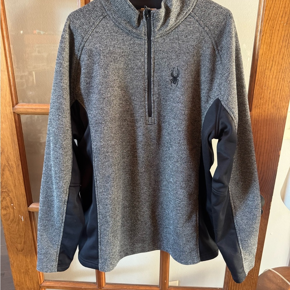 Spyder Outbound Black and Gray Quarter-Zip Pullover Sweater XXL
